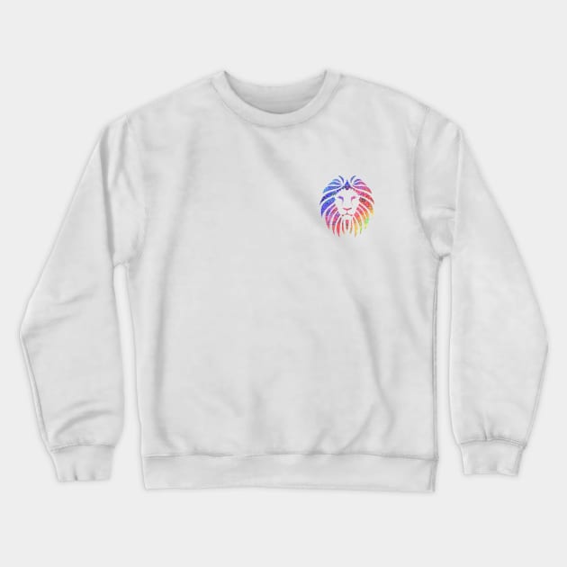 Rainbow Lion Pride White Small Logo Crewneck Sweatshirt by felixbunny